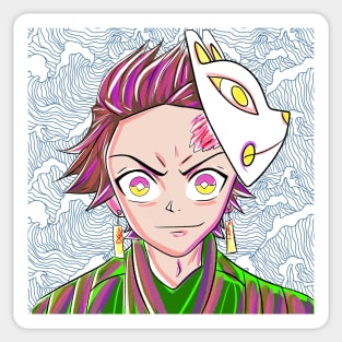 tanjiro kamado the kimetsu no yaiba samurai and demon slayer Sticker